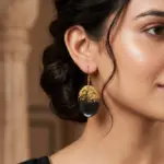 Black & Gold Resin Oval Earrings - Image 4
