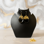 Black & Gold Resin Oval Earrings - Image 3