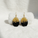 Black & Gold Resin Oval Earrings - Image 2