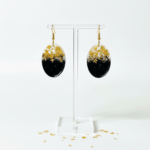 Black & Gold Resin Oval Earrings