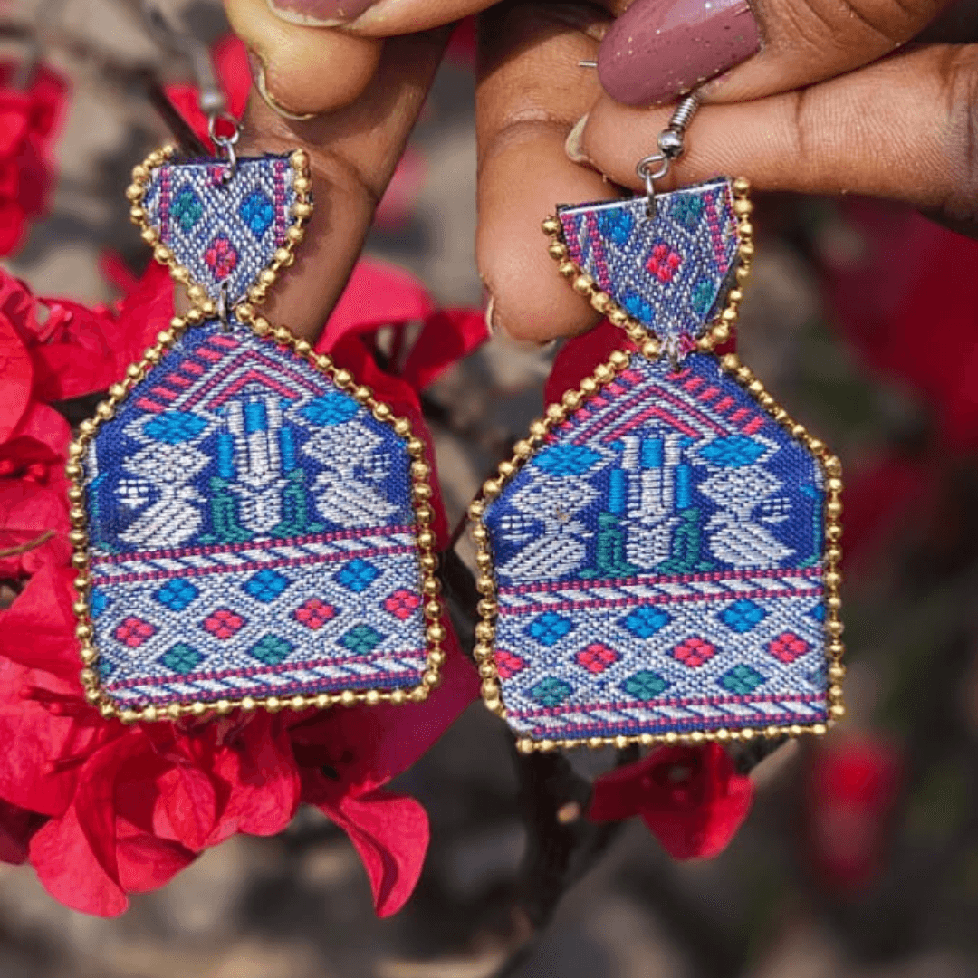 Blue paat 2 Royal Blue with Silver Gos Buta ( Tree Motifs) - Image 1