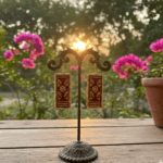 Maroon Assam Silk Rectangular Earrings - Image 3