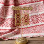 Maroon Assam Silk Rectangular Earrings - Image 2