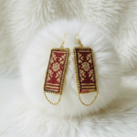 Maroon Assam Silk Rectangular Earrings