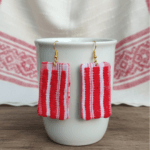 Red & White Gamusa Rectangular Earrings - Image 3