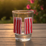 Red & White Gamusa Rectangular Earrings - Image 2