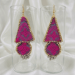 Gray Pink Teardrop Danglers - Image 2