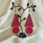 Gray Pink Teardrop Danglers - Image 3