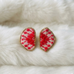 Red White Oval Gamusa Stud