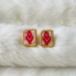 Red White Gamusa Rectangular Stud - Image 2