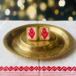 Red White Gamusa Rectangular Stud - Image 3