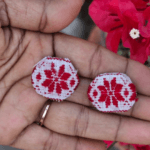 Red & White Gamusa Round studs - Image 3