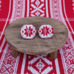 Red & White Gamusa Round studs - Image 2