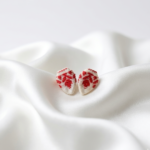 Red & White Gamusa Tear Drop Earrings - Image 2