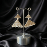 White Gold Assam Silk Two Tier Earrings