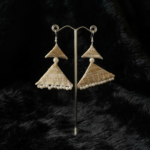 White Gold Assam Silk Two Tier Earrings - Image 3