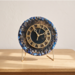 Black and Blue Aquamarine Table Clock with Metal Stand