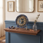 Black and Blue Aquamarine Table Clock with Metal Stand - Image 2