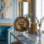 Black and Gold Table Clock with Metal Stand - Image 3