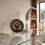 Black and Gold Table Clock with Metal Stand - Image 2