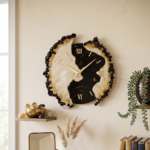 Black and White with Semi Precious Agate Stone Wall Clock - Image 4