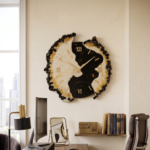 Black and White with Semi Precious Agate Stone Wall Clock - Image 3