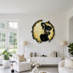 Black and White with Semi Precious Agate Stone Wall Clock - Image 2