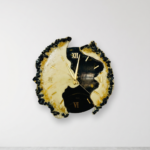 Black and White with Semi Precious Agate Stone Wall Clock