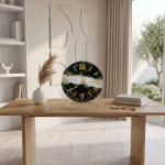 Classic Black and White Table Clock with Metal Stand - Image 3