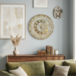 Premium Ivory and Golden Crystal Studded Resin Wall Clock - Image 4