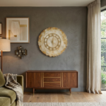Premium Ivory and Golden Crystal Studded Resin Wall Clock - Image 3