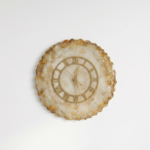 Premium Ivory and Golden Crystal Studded Resin Wall Clock