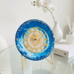 Shades of Blue Resin Table Clocks with Metal Stand
