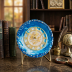 Shades of Blue Resin Table Clocks with Metal Stand - Image 3