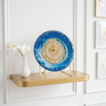 Shades of Blue Resin Table Clocks with Metal Stand - Image 2